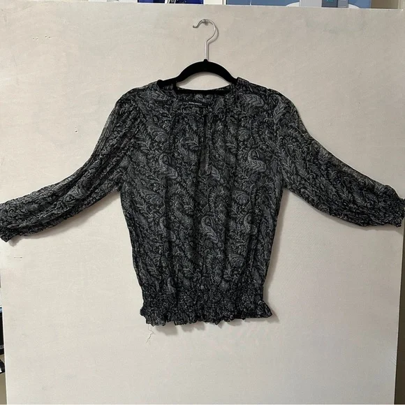 Zara Black and Gray Paisley Blouse - Picture 2 of 11